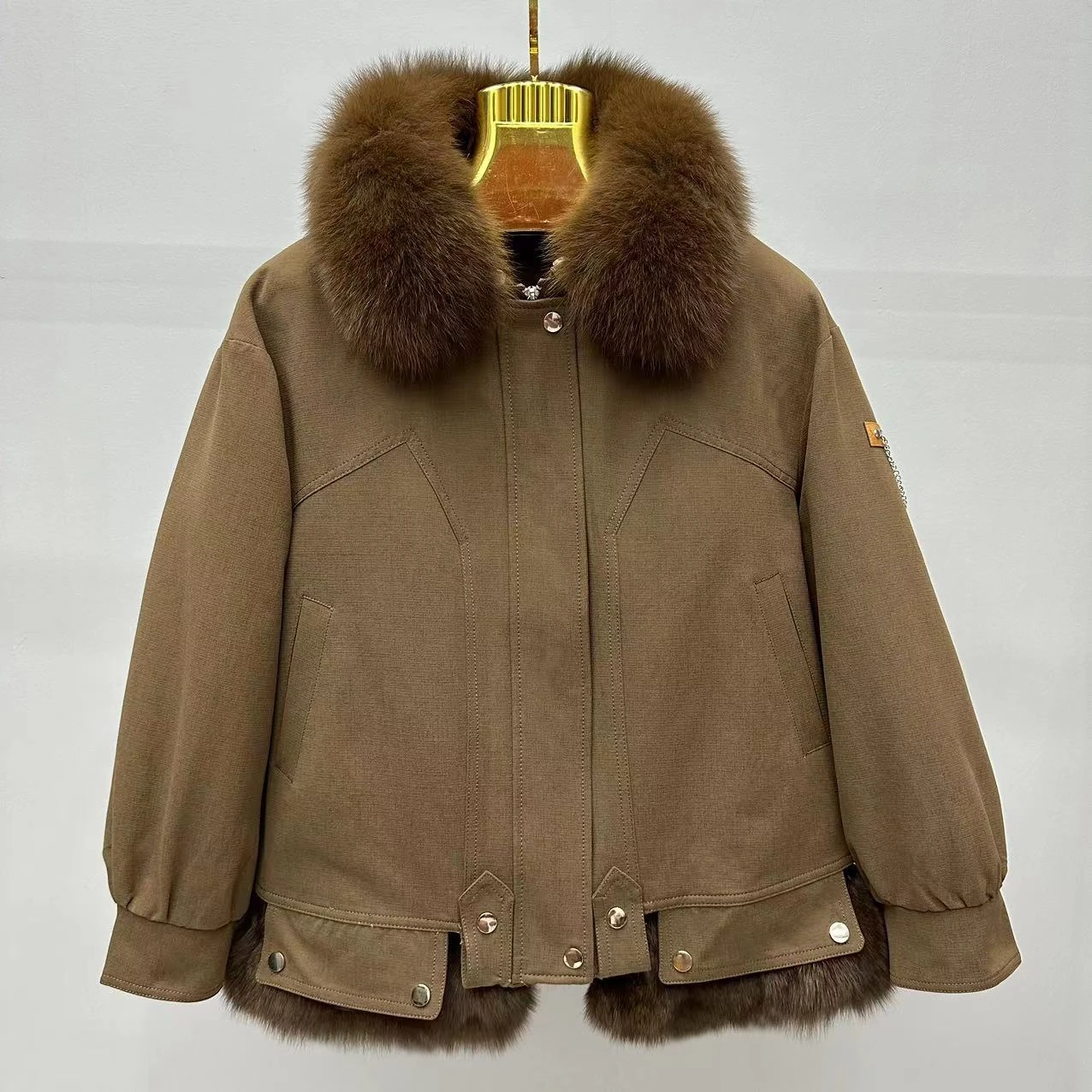 Korea Fashion 2023 Nieuwe Winter Korte Parka 'S Warm Gewatteerd Jack Turn-Down Bontkraag Met Lange Mouwen Verwijderbare Rex Konijn Voering Jas