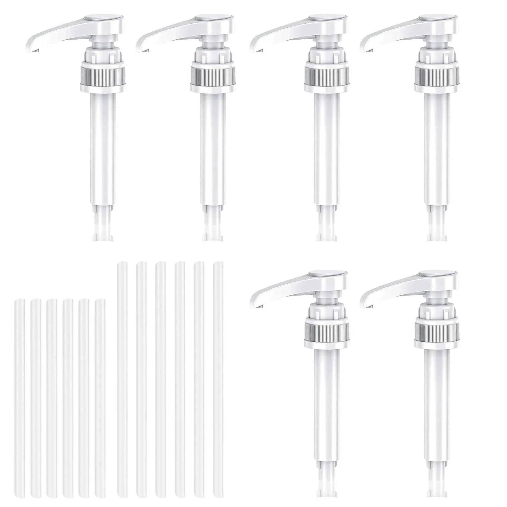 

6-Pack Syrup Dispenser Pumps - Compatible with 500ml/1000ml Bottles, Includes Tubes