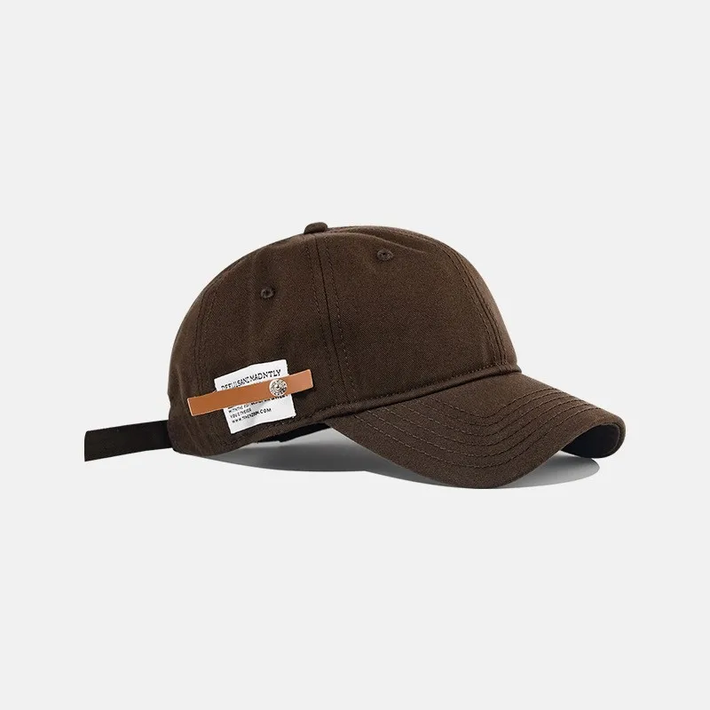 Vintage English small leather cap female casual baseball cap male soft top simple brown hat