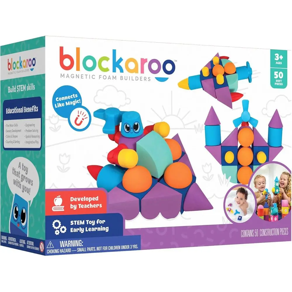 

Magnetic Foam Blocks - 50-Piece Educational Set for Toddlers, Bath & Sensory Play, Ages 3-5