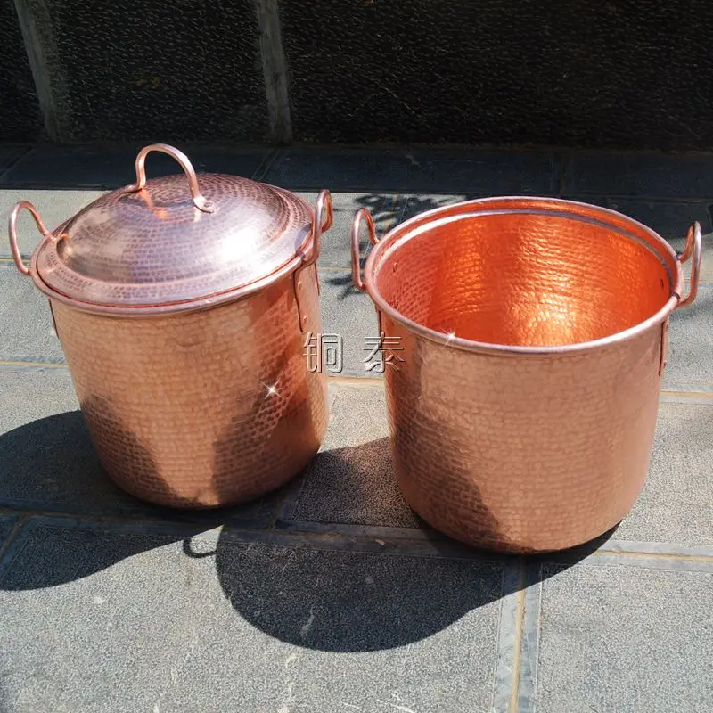 Pure Copper Medicine Soup Pot Handmade Thick Hotel Restaurant Use Large Capacity Container Multi Use