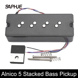 Alnico 5 Stacked Humbucker for 4-String Bass with Staged Polepiece Noise Reduction 17/18.3MM 4 Conduct Split Coil for Bass
