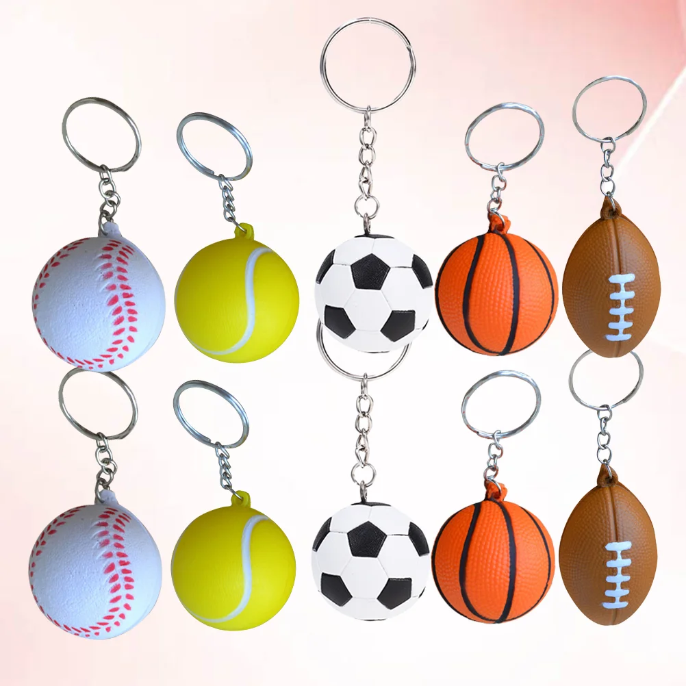 30 Pcs Pu Child Children's Rugby Football Keychain Figurine Painting Kit Keyring