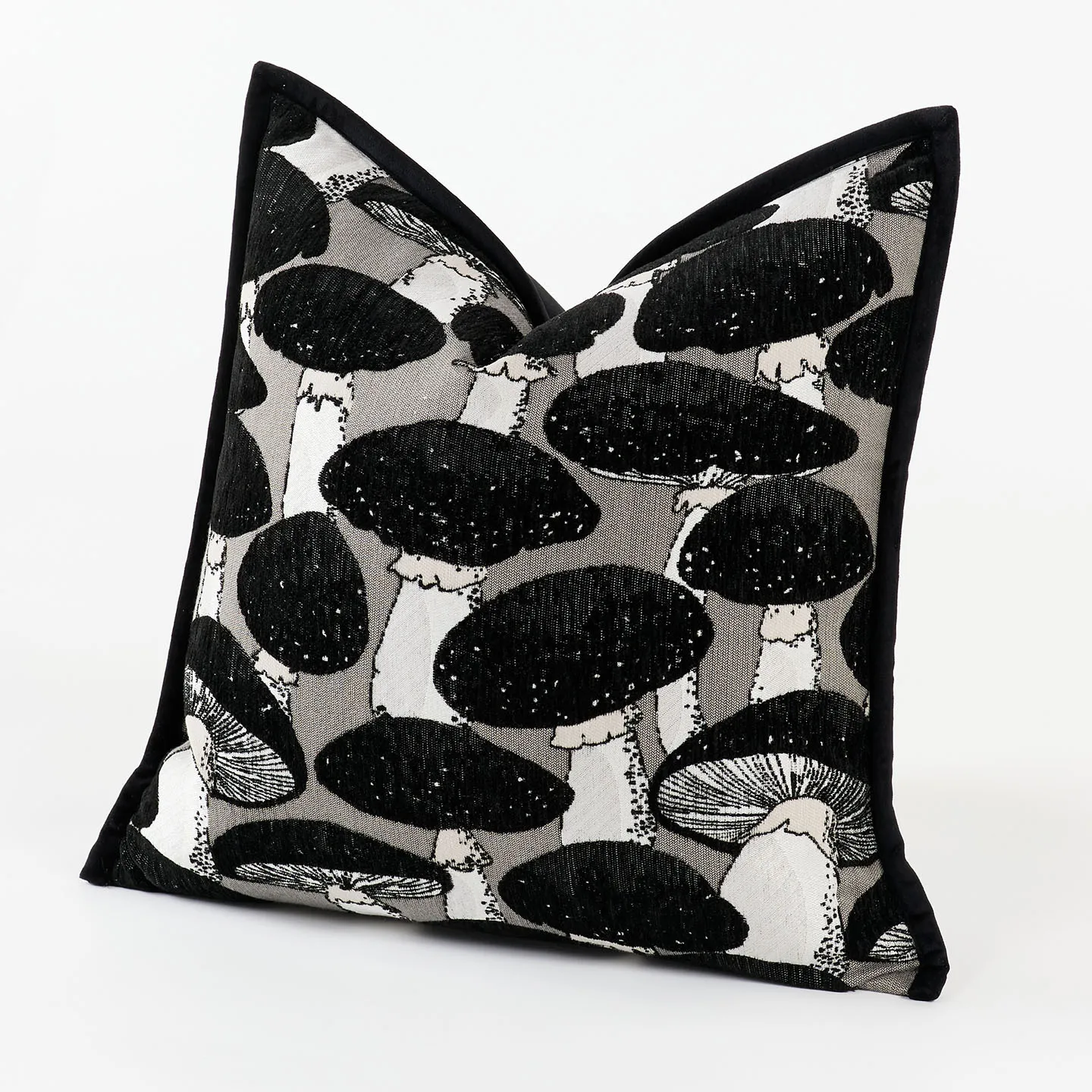 1PC Luxury Cushion Cover 45x45 50x50 Black White High-end Decorative Pillowcase Jacquard Throw Pillow Cover Mushroom Design