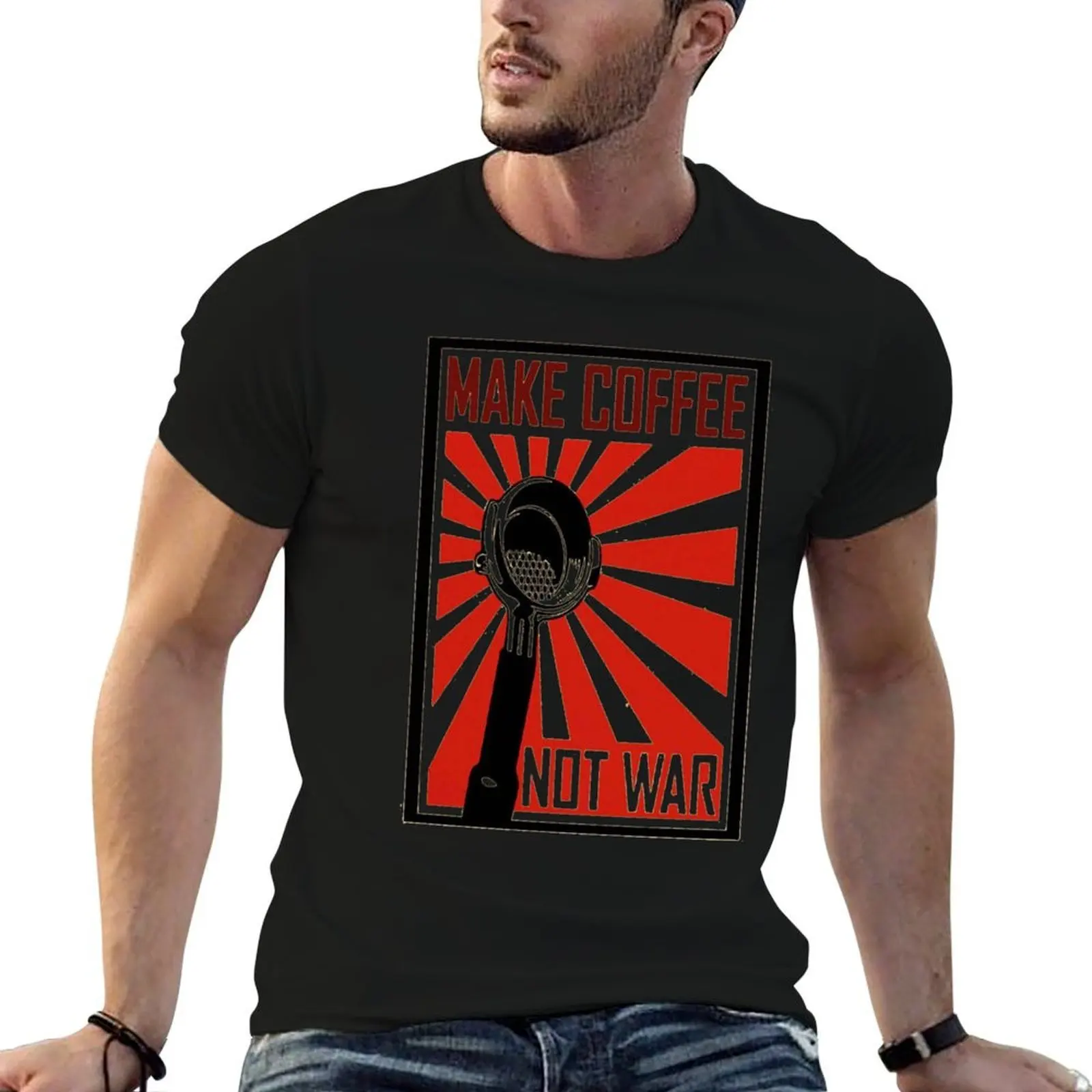 MAKE COFFEE NOT WAR COFFEE MAKER T-Shirt t shirt man plain man graphic t shirt T-Shirt