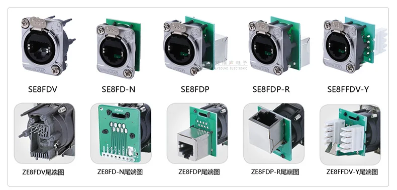 D-Typ-Modul RJ45 CAT5E Vertikaler Panel-Mount-Stecker Netzwerk-Ethercon-Chassis-Buchse, D-N8FDP RJ45-Einvoer/Pass-Buchse für Panelmontage – Detail 5