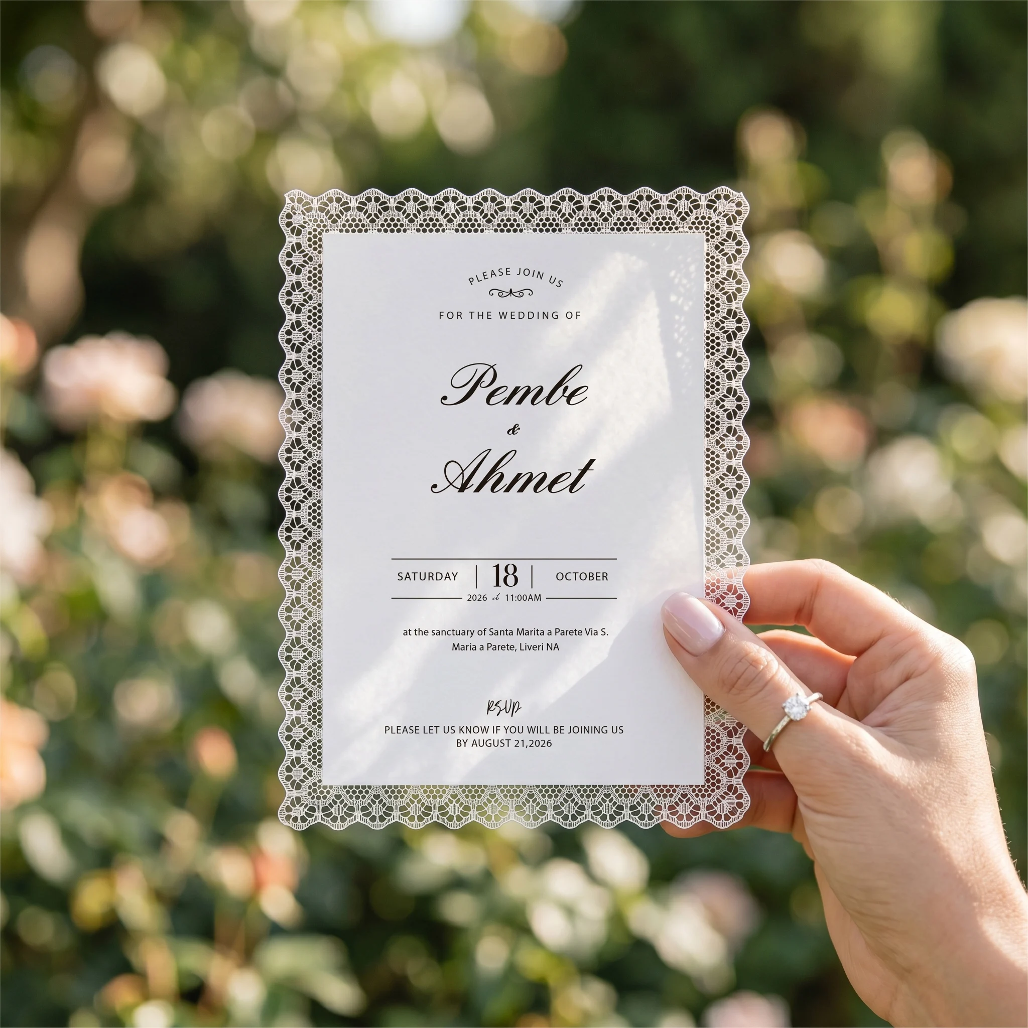 5x7 Inch Luxury Bridal Lace Invitations 25 Pcs Elegant Personalized Cards Perfect for Wedding Favors