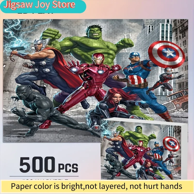 

Набор для домашнего декора в стиле супергероев Marvel: 2D-пазл из 500 деталей, развивающая головоломка для взрослых, для дома
