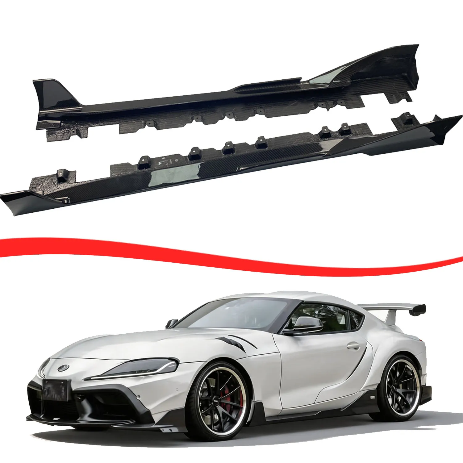 Dry Carbon Fiber Car Side Skirts Splitter For Toyota Supra A90 A91 MK5 2019-2026 Side Door Extenstion Lip Apron Protector