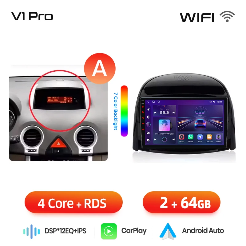 Junsun draadloze CarPlay Android Auto autoradio voor Renault Koleos Mk1 (HY) 2008-2016 met ingebouwde koelventilator, Android GPS navigatie, multimediaspeler, WiFi, DSP, RDS, BT, SWC, IPS touchscreen,