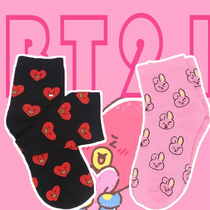 

BT21 K-pop Koya RJ Shooky Man Chimmy Cooky Youth League Cartoon Pure Cotton Sports Socks Korean Leisure Stars Surrounding Women