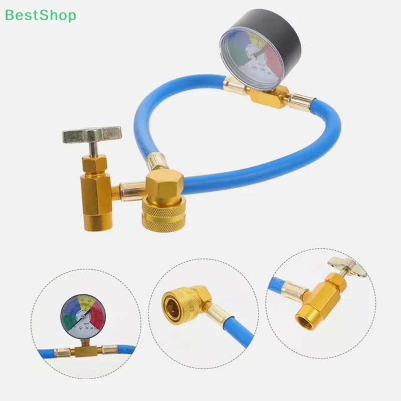 

Car 15.7" R134A A/C Refrigerant Gas Charging Hose With Pressure Gauges Car Air Conditioner Refrigeration Rubber Filling Hose