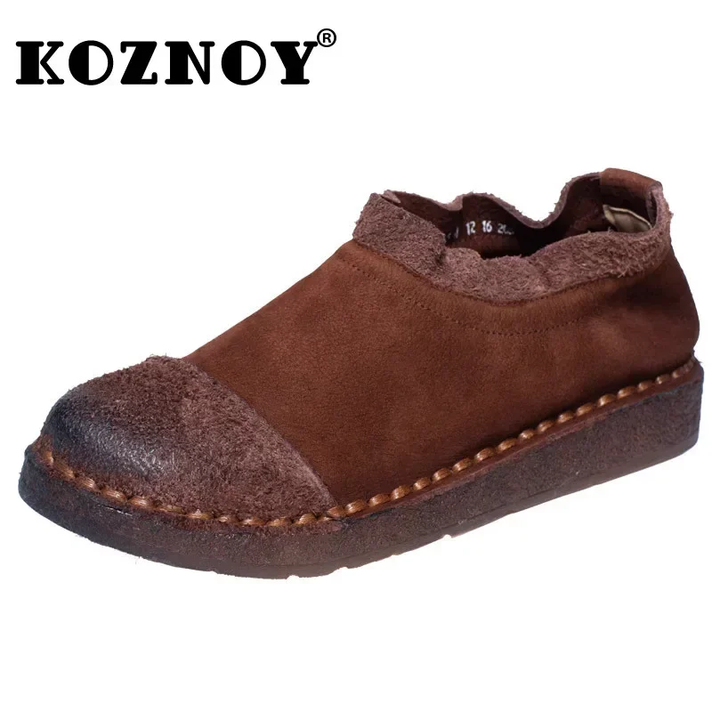 Koznoy 2cm krowa zamsz prawdziwej skóry damskie miękkie mieszkania mokasyny wygodne damskie damskie mokasyny w stylu retro projektant letnie modne