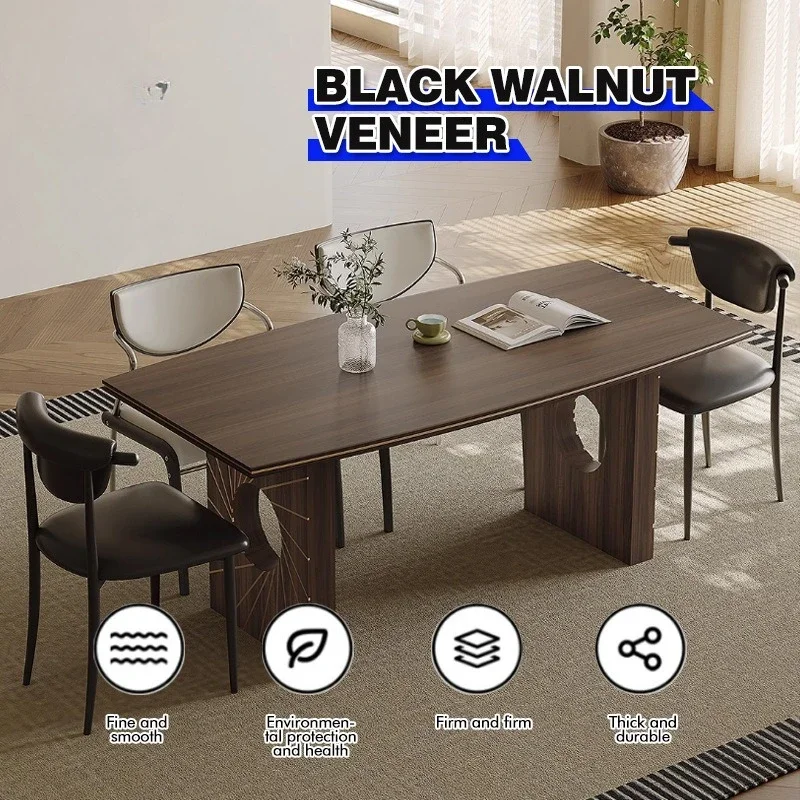 Medieval rectangular dining table small apartment living room home new retro light luxury solid wood dining table and chair comb