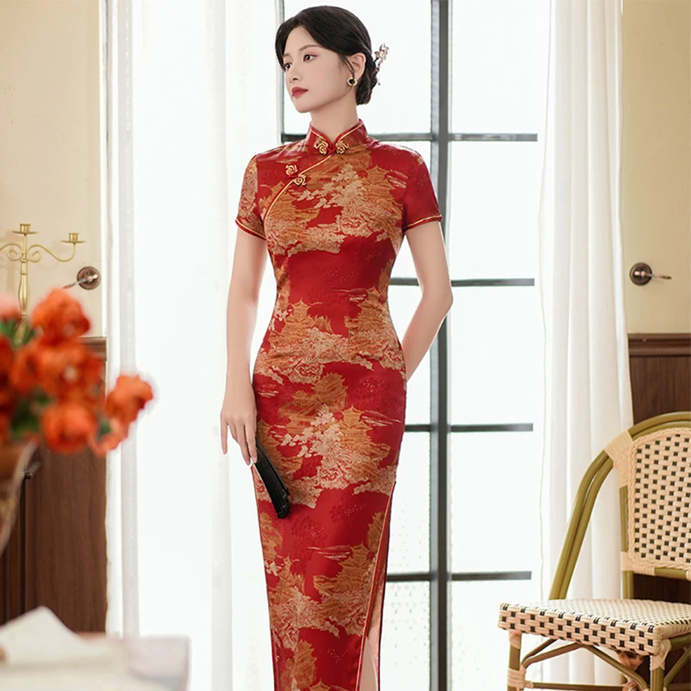 Hot New Wedding Party Women Dress Qipao Mid Dress Beautiful Soft Breathable Strech Causal Style Characteristic
