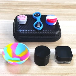 1Set With Metal Crusher Nonstick Silicone Jar Scissors Slick Silicone Containers Oil Storage Box Face Cream Smoking Accessories