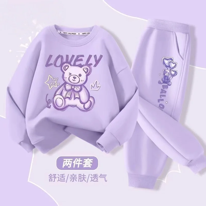 Autumn Baby Girl Clothes Set Cartoon Printed Pullover Sweatshirts Top And Pants Bottom 2 Pieces Suit Kid Children Boy Tracksuits