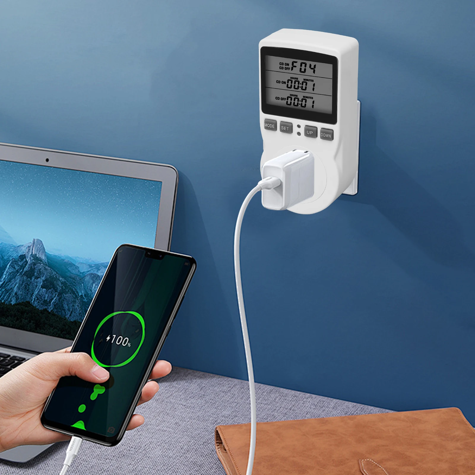 Digital Thermostat Outlet Plug Temperature Controller Outlet Socket 120V Heating Cooling Control 110V 15A Celsius Fahrenheit