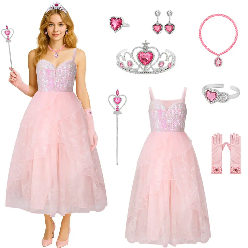 

Wicked Glinda розовая принцесса косплей костюм фильм ведьма Glynda Upland нарядное платье Хэллоуин бальное платье Takerlama