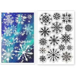 1pc Snowflake Background Clear Stamps Transparent Silicone Stamps with Snowflake Pattern for DIY Scrapbooking Cards Making