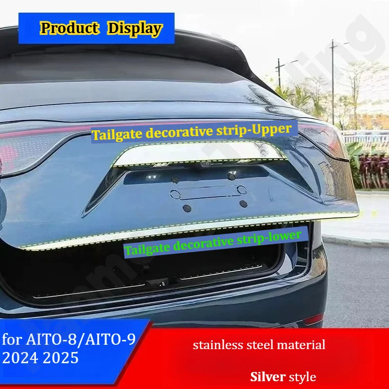 

for AITO-8/AITO-9 2024~2025Tailgate decorative strip/trunk decorative bright strip/body stainless steel modification accessories