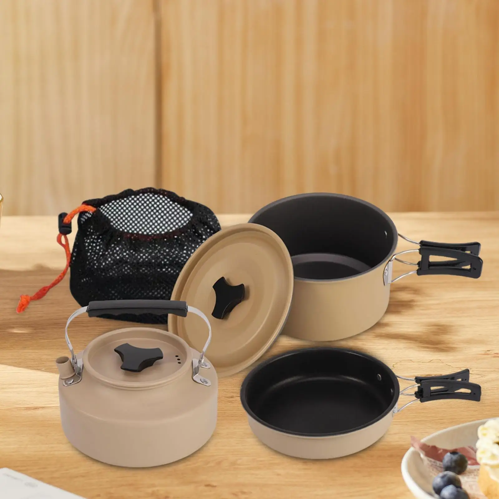 

Camping Cookware Set Camping Pot Kitchen Utensils Lightweight with Carry Bag Non