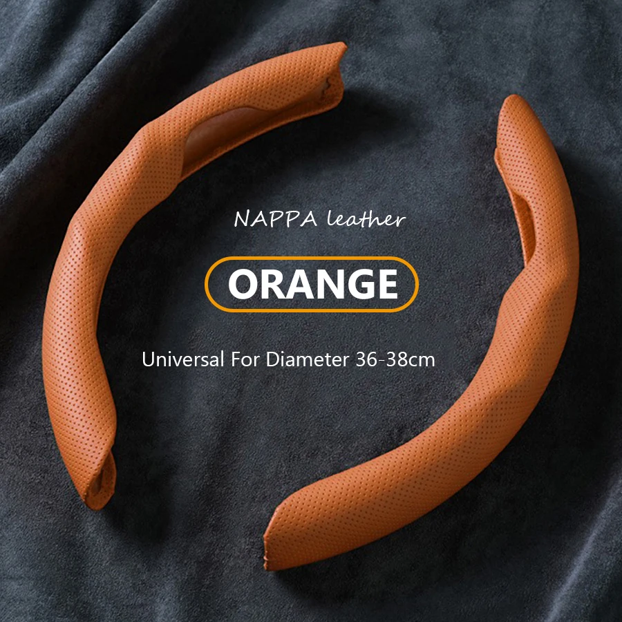 2PCS NAPPA Leather Car Steering Wheel Cover Anti Slip Booster Cover For Land Rover Range Rover Sport Evoque Freelander Velar