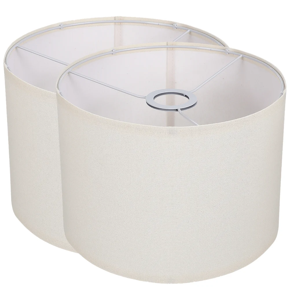 

2 Pcs Linen Lampshade Pendant Light LED Wicker Rectangle Shades Table Cover Replacement