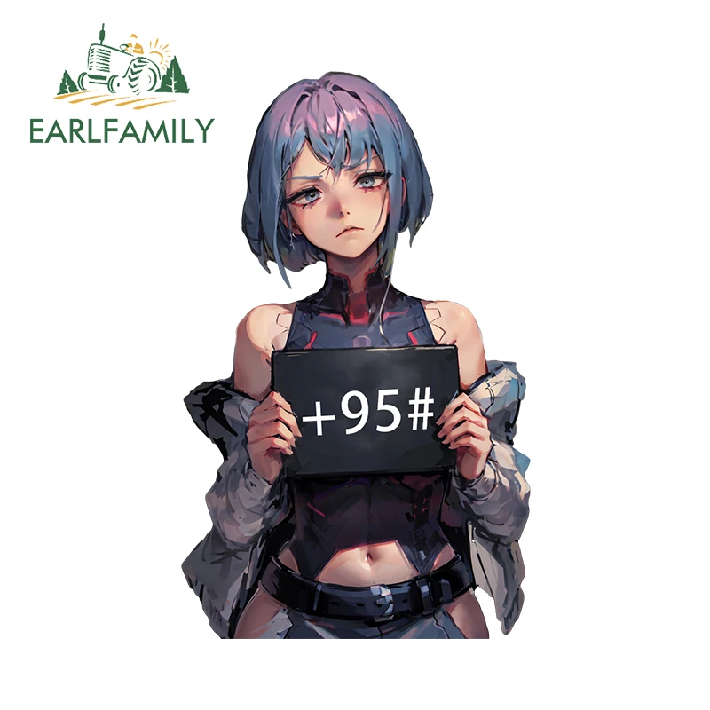 EARLFAMILY 13cm x 8cm Short Hair Lucy Peek Car Sticker Add 95 Gasoline Anime Peek Decal Creative Sign Fuel Tank Cap Car Goods