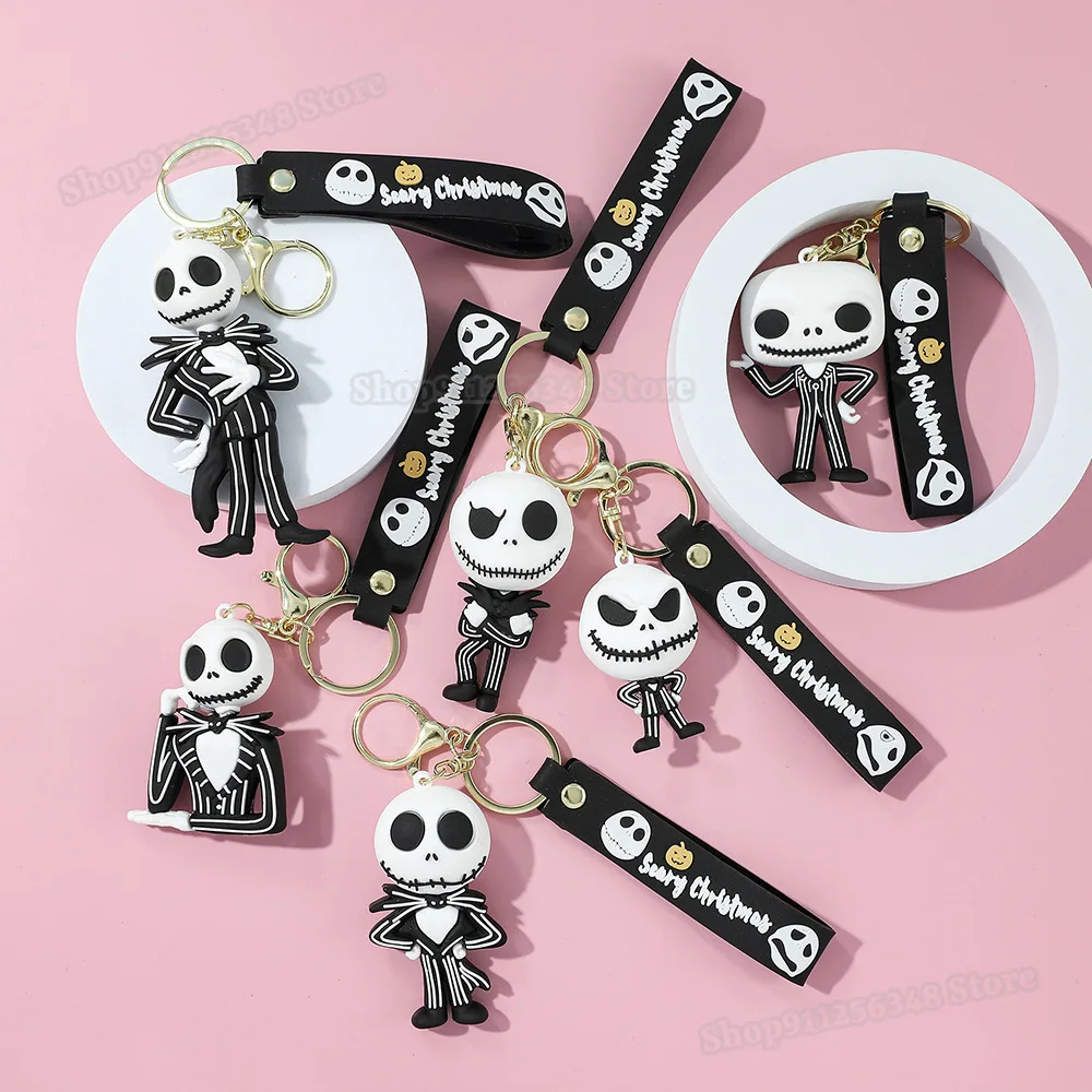O pesadelo antes do natal jack skellington anime figura chaveiros disney dos desenhos animados pvc chaveiros 2025 novos chaveiros ornamento