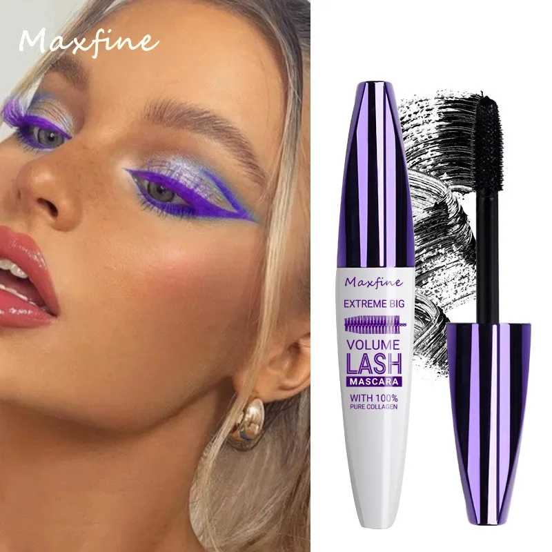 5D Purple Blue Mascara Long-lasting Non-smudged Curling Styling Eyelash Paste Large Head Brush Thick Lashes Extension Cosmetics