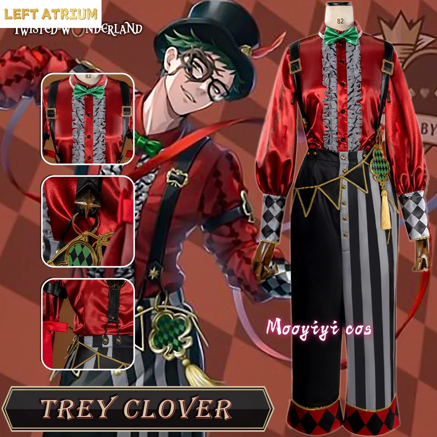

Newly Riddle Trey Clover Cosplay Costume Halloween Christmas Role Playing Party Comic Exhibition Game Anime Twisted Wonderland