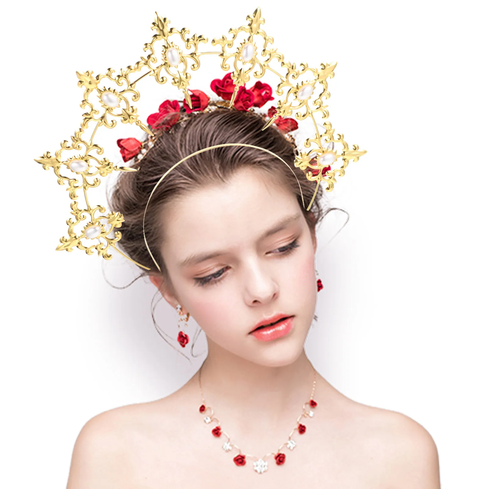 

1Pcs Noble Golden Iron Hairband Retro Chic Headband Bridal Headdress Headpiece for Wedding Bridesmaids Party Evening