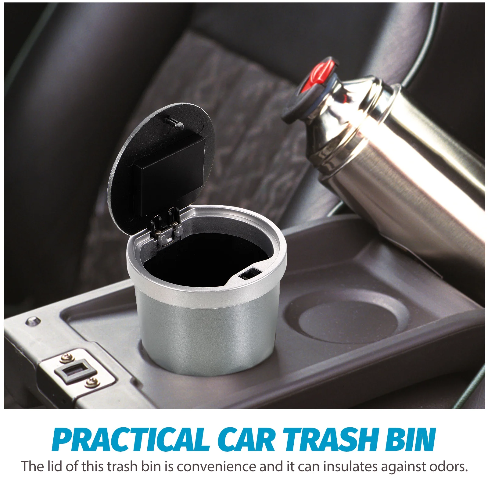 

Car Trash Can Cup Holder for Trashcan with Lid Dustbin Cars Aromatherapy Accessories