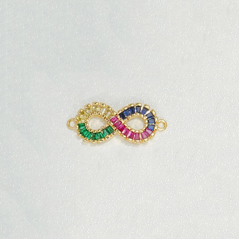 12Pcs Zigzag Bow Connector Diy Bracelet Necklace Charm Accessorie Color Zircon Flower Snake Palm Eye Goose Element Brass Jewelry