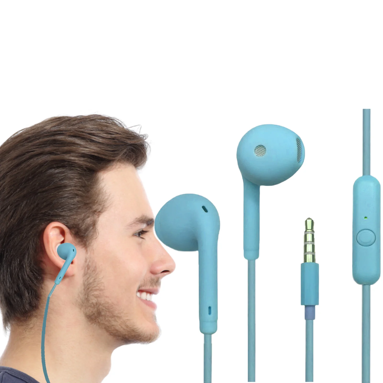 이어폰 형 헤드폰 이어폰 유선 유선 이어폰 형 이어폰 형 헤드폰 3.5mm 잭 버튼 제어 기능이있는 휴대폰/노트북/컴퓨터에 적합