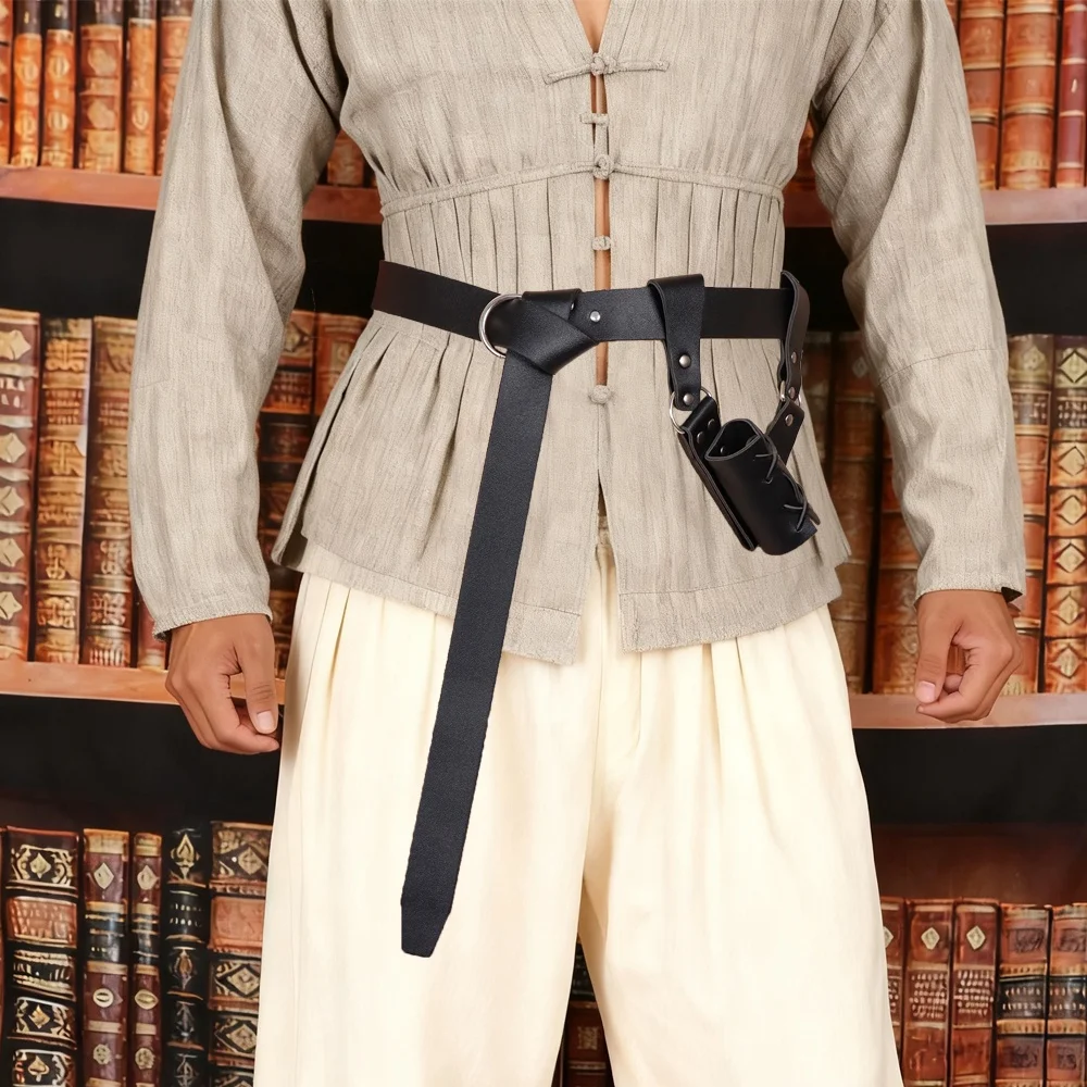 

Набор аксессуаров для костюма средневековья викингов из 2 предметов — ремень из искусственной кожи и стойка для меча — реквизит для Хэллоуина, аксессуары для костюмов