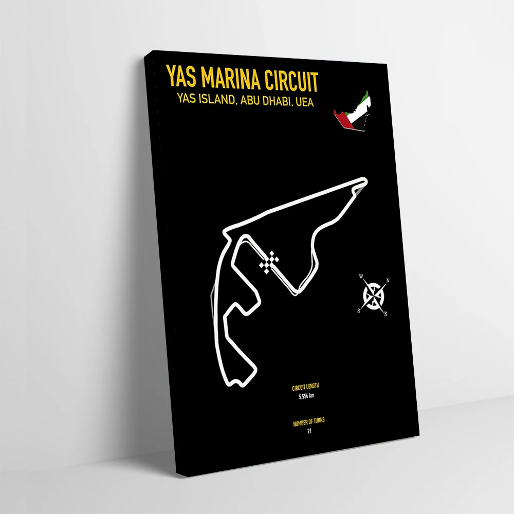 Yas Marina Circuit Poster Customizable Printed Canvas Painting for Pictures Wall Art Interior Decoration Gaming Home Decorations