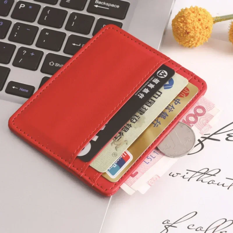 PU Leather ID Card Holder para Homens e Mulheres, Caixa de Cartão de Crédito Bancário, Multi Slot Slim Card Case, Capa de Cartão de Visita, Candy Color, 1Pc