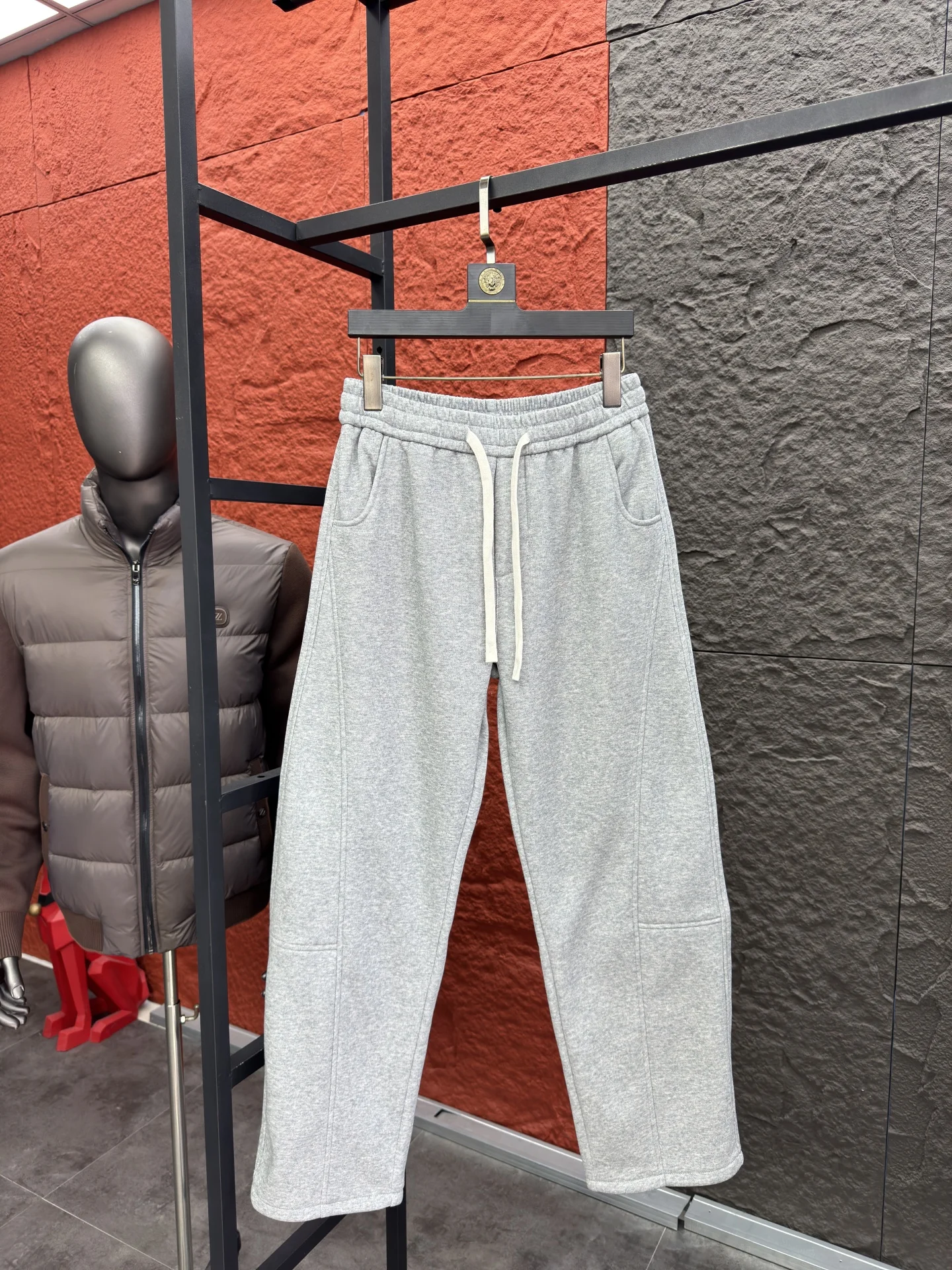 

Svip Men's Fce Lined Thiened Straight Leg Casual Pants Winter Comfortable Elastic Waist Bend Knife Pants Casual Sle