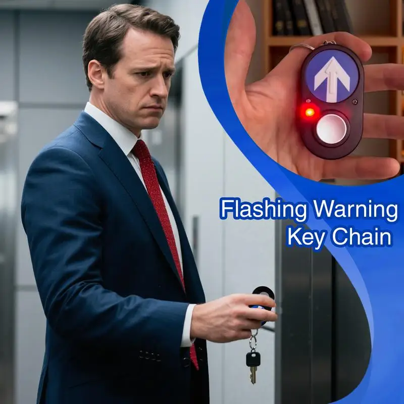 Flashing Warning Key Chain Sidewalk Traffic Light Button Key Chain Women's Accessories For Work Purse Kids Night Teens Friends