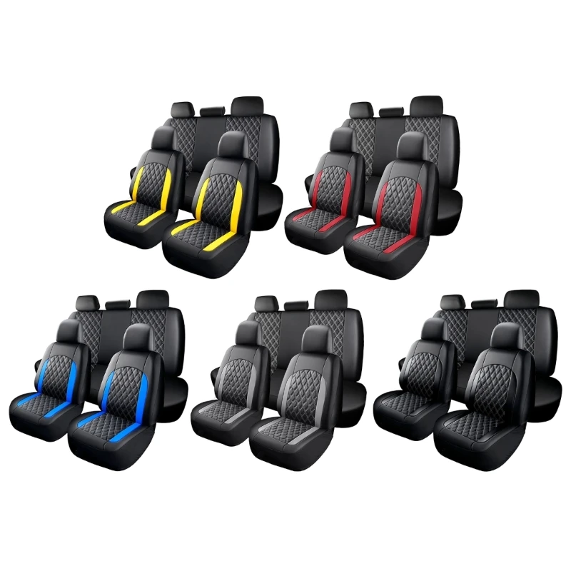 M76E Set mit 2/4/9 PU-Leder-Autositzbezügen, modisches Design für Familienfahrzeuge, SUVs – Detail 1