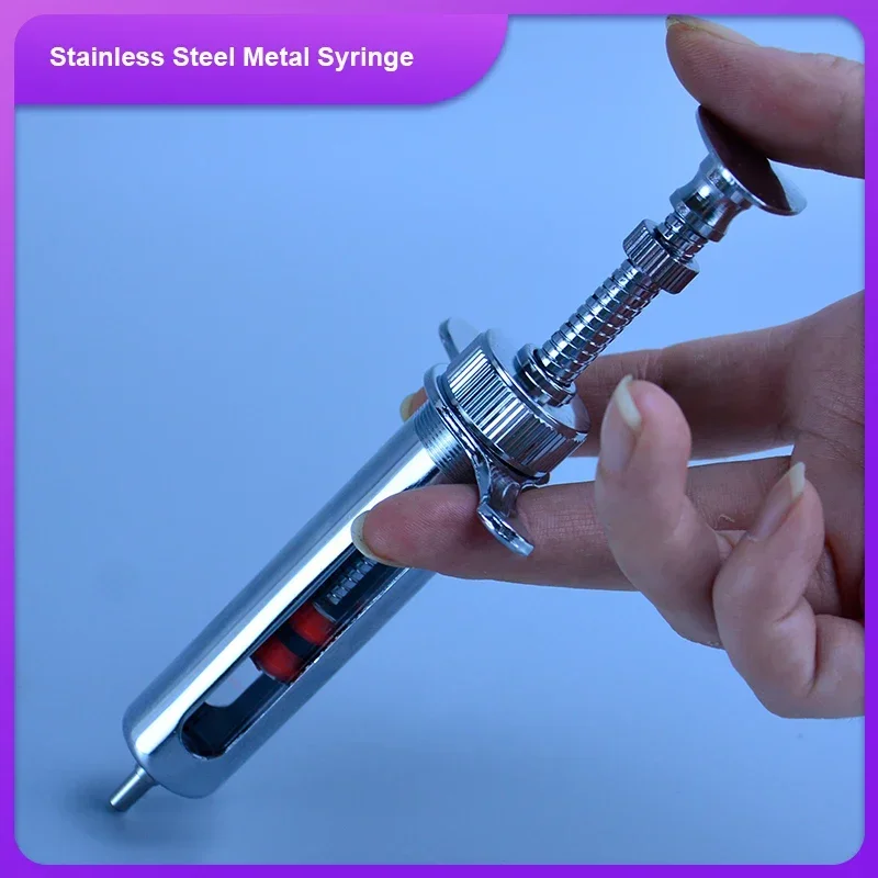 

10/20/30/50ml Stainless Steel Metal Syringe enema sampler dispensing with ink chemical medicineEnema syringe Feeding booster