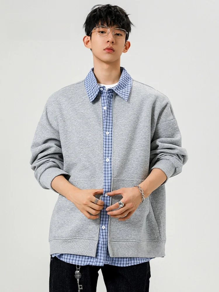 

American Style Casual Splice Collar Sweater Coat Men's Fashion Outerwear Spring Summer Cotton Polyester Blend Long Sleeve