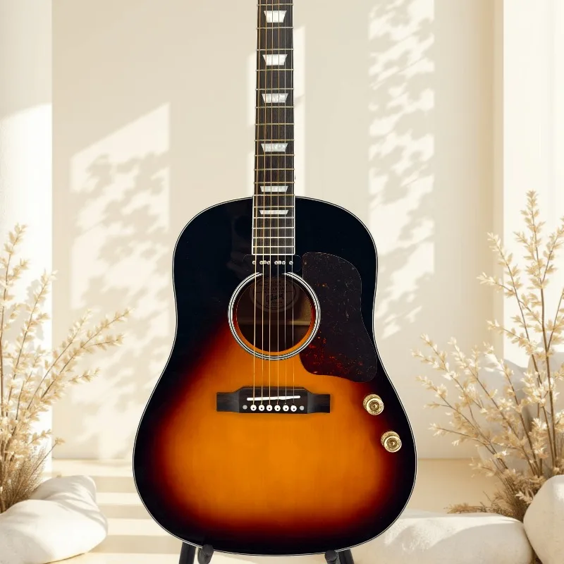Hot Sales J160 Acoustic Electric Guitar Vintage Sunburst Gloss Finish Solid Top Mahogany Back Side 6 String Folk Guitar Beginner