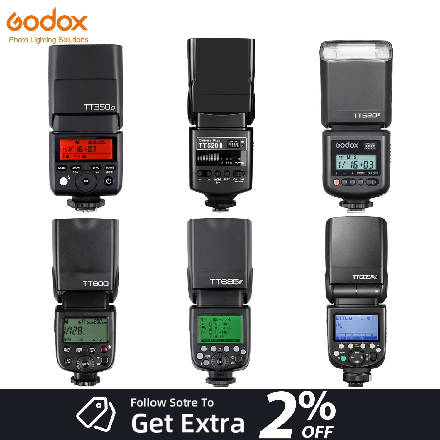 

GODOX TT350 TT520 TT520III TT600 TT600-S TT685 TT685II TTL HSS Camera Flash Speedlite 2.4G Wireless X System For C/N/S/F/O
