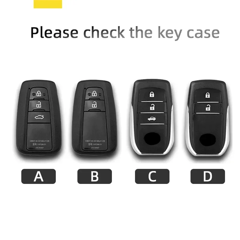 For Toyota Prius Camry Corolla CHR C-HR RAV4 Land Cruiser 2/3 Button Leather car key case Keychain Suede Accessories