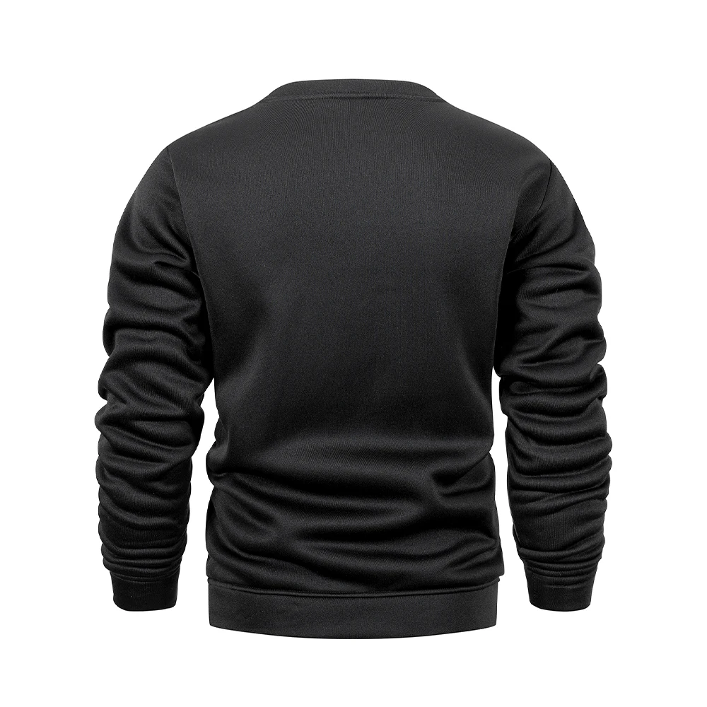 Men's Warm Crew Neck Sweatshirt Fleece Lined Thermal Pullover Autumn Winter Fashion Casual Sweater Loose Knit Long Sleeve Hoodie