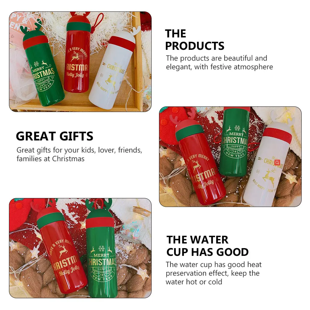 

1 шт., рождественская вакуумная чашка с оленями, изолированная кружка, горячая и холодная дорожная бутылка из нержавеющей стали, рождественская вакуумная чашка, бутылка для воды