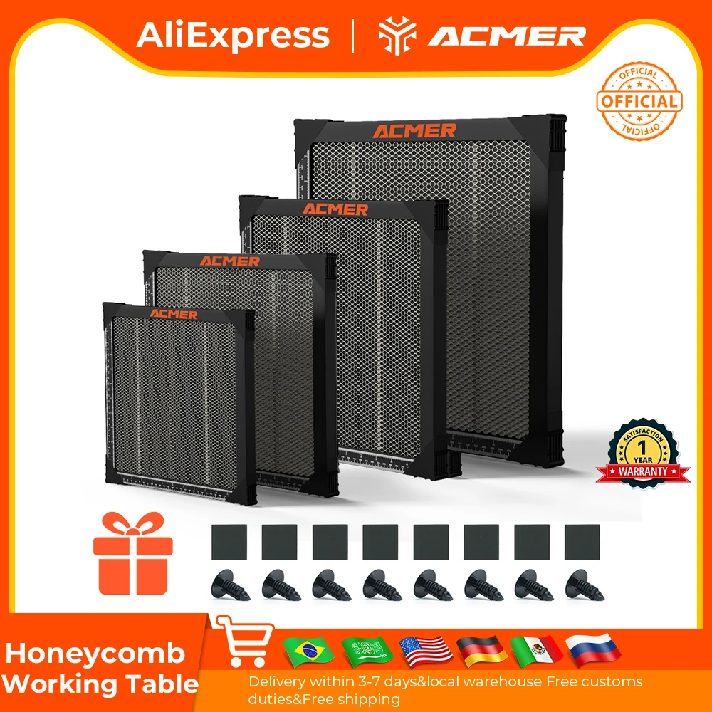 ACMER Laser Cutting Honeycomb Working Table for CO2 or Diode Laser Engraver Cutting Machine 300x300/400x400/440x440/500x500x22mm
